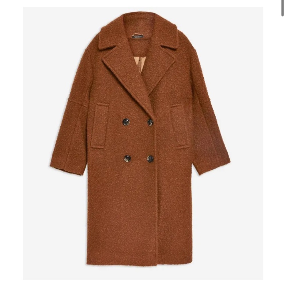 Topshop oversized Brown Teddy Coat - Classic Double-Breasted Overcoat